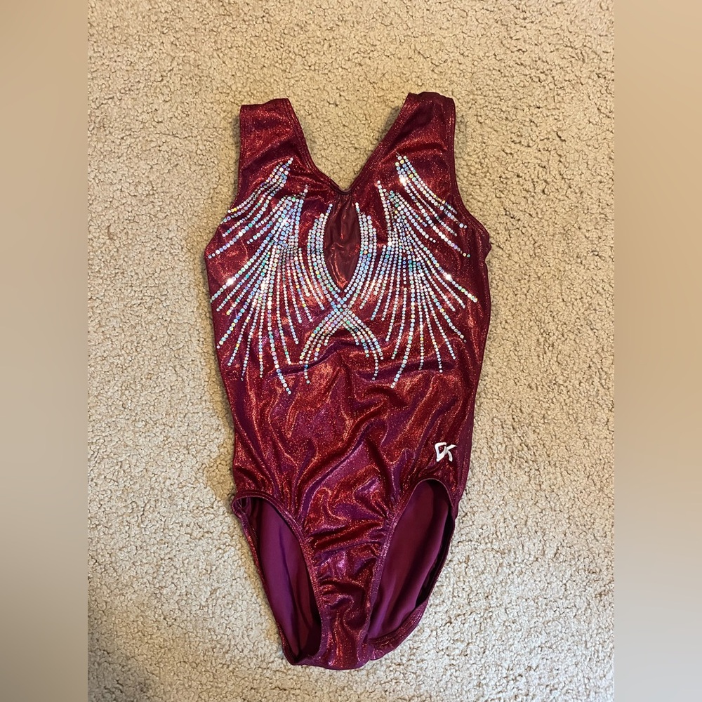 GK Burgundy Leotard with Silver Accents